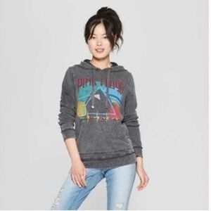 JUNK FOOD Vintage Pink Floyd Distressed Gray Band Hoodie in Size Medium
